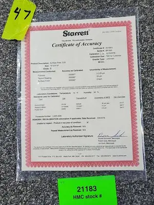 Used STARRETT _UNKNOWN_ Granite Surface Plates Pennsylvania US | Hildebrand Machinery Co. #1485895