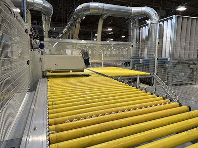 Stefani Evolution SSB Double-Sided Edgebander w/ Mahros Automatic Vacuum Loading & Unloading