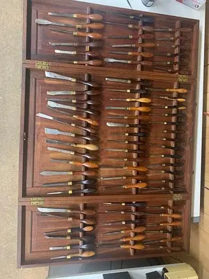 5985-385 Antique Holtzapffel & Co Ornamental Lathe 75 Turning Tools Chisel Set, London