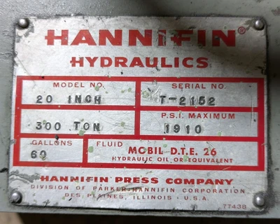 Used HANNIFIN HANNIFIN 20 INCH PRESS Hydraulic Presses Michigan US | Alma Machinery #1424492