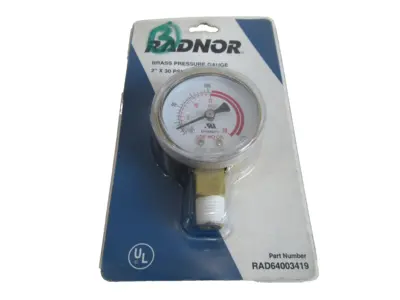 NEW RADNOR RAD64003419 BRASS PRESSURE GAUGE 2" X 30"