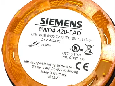 USED SIEMENS YELLOW LED STACK LIGHT MODULE 24V AC/DC LOT OF 3
