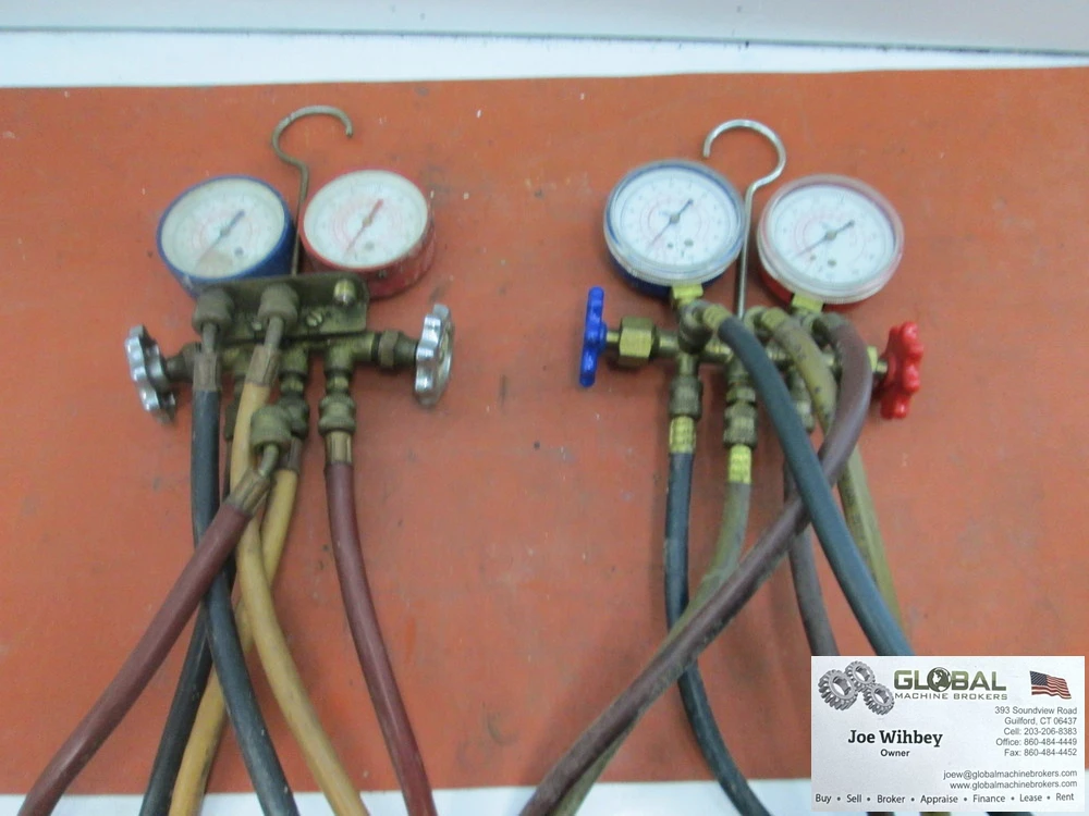 Robinair Pressure Gauges Max 250/500 PSI With 6 Line Distributor R-22 R-12 R-502