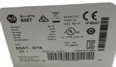 ALLEN BRADLEY 856T-BT8 STACK LIGHT SER. A 24VAC 50/60HZ 856TBT8 NEW, SURPLUS