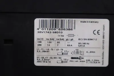 SIEMENS 3RV1742-5BD10  CIRCUIT BREAKER 15A STOCK H1426