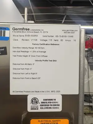 Used Germfree BVBI-6SSRX Laminar Flow Hoods Texas US | PT Medical Technologies #1458750