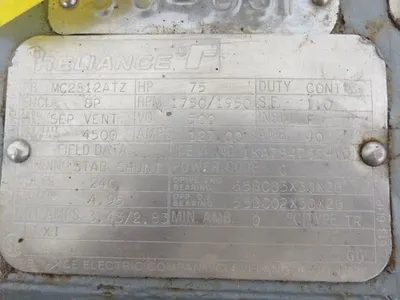 75 hp Reliance Electric DC Motor