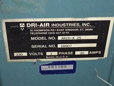 Used DRIAIR INDUSTRIES INC ARIDX 25 Misc Plastics Equipment Ohio US | HGR 24 #867244