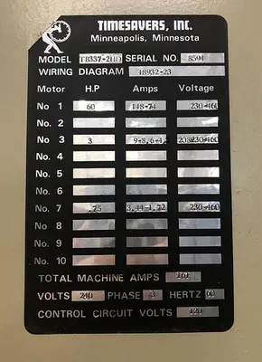 USED TIMESAVERS TB337-2HDA, 37" TOP & BOTTOM ABRASIVE PLANER SYSTEM