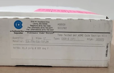 NEW Continental Disc Corporation 322072