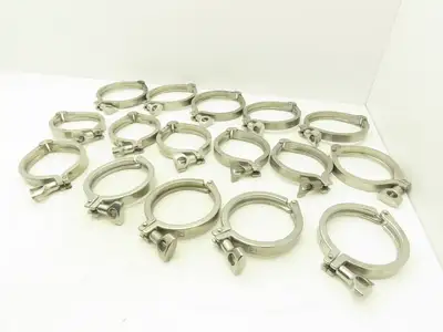 Tri Clover 3"/4" 3" Sanitary Tri Clamp 11 Single & Double Pin/ 5 - 4" Lot of 16