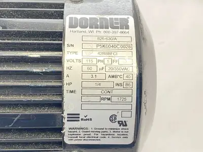 Used Dorner Type 42R8BFCI eDrive Electric Motor 1725rpm 1PH 115V 1/4HP A.C. Motors Michigan US | Maverick Industrial Sales #1400530