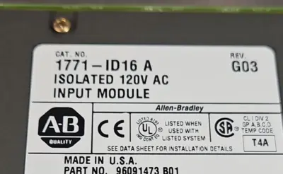 Used Allen-Bradley 1771-ID16 A PLC Input & Output | Palmetto Automation #1152021