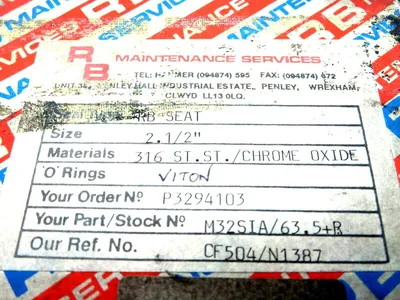 NEW RB MAINTENANCE SERVICES P3294103 RB SEAT 2 1/2" SEAL