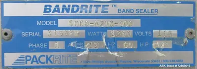 Used PackRite BandRite 6000-4220-000 Continuous Band Sealer – 750 in/min, 600°F