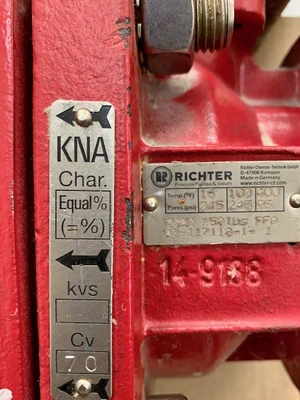 2" -150# Richter Ball Valve Air Operated Unused