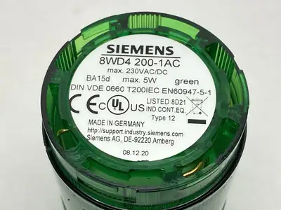 USED SIEMENS 50MM STEADY STACK LIGHT ELEMENT GREEN 12-230V AC/DC
