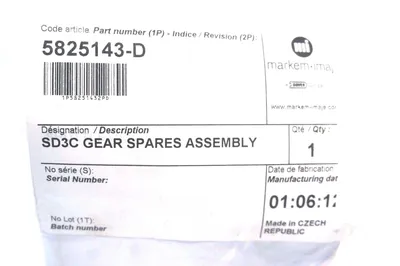 NEW MARKEM IMAJE 5825143-D SD3C GEAR SPARES ASSEMBLY 5825143D