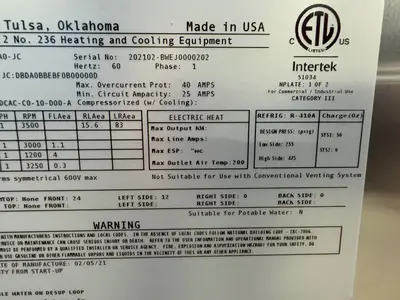 USED AAON DANDELION WVA036E014AA0JC