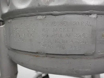 Tank, 25 Gallon (100 Liters), Stainless Steel, Jacketed, 50 PSI Internal #S745433