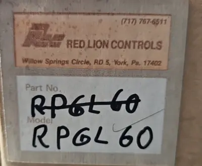 RED LION RPGL 60 ROTARTY PULSE GENERATOR 12VDC 60 PPR. Loc4D33