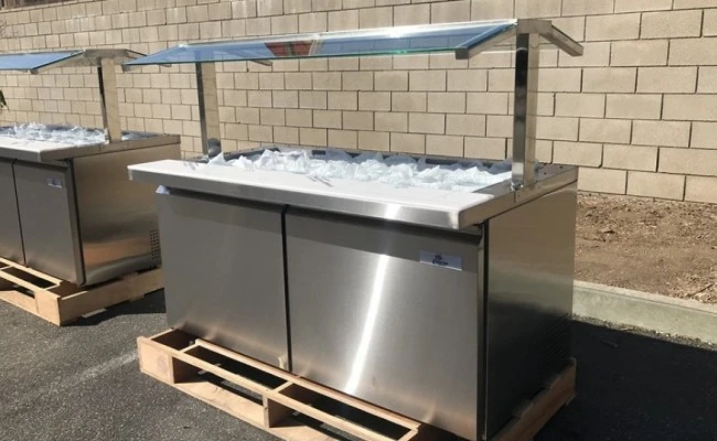 171-0223 60" Open Glass Self Contained Cold Salad Buffet Table