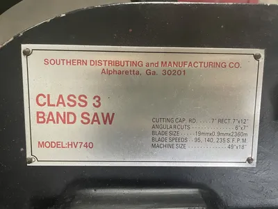 SOUTHERN DISTRIBUTING & MFG HV740 SAWS, BAND, HORIZONTAL | Wheeler Machinery Sales (5)