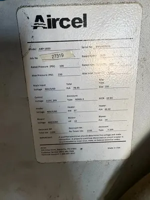Used _UNKNOWN_ _UNKNOWN_ Refrigerated Air Compressor Dryers Ohio US | Myron Bowling Auctioneers Inc #1504531