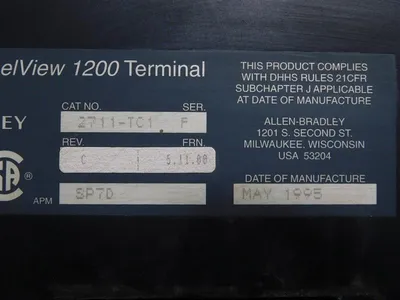 Allen Bradley 2711-TC1 PanelView 1200 Terminal Screen Does Not Turn On For Parts