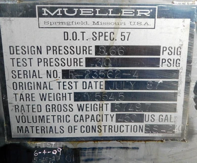 USED MUELLER 450 GALLON TOTE 450 GALLON