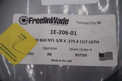 Freelin Wade 1E-206-01 Black Nylon 3/8 Tubing C03 .275 Cut Length  #037-A