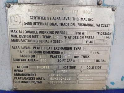 Used ALFA LAVAL A15B Plate Exchangers Ohio US | Equipment Recovery Corp. #1331308