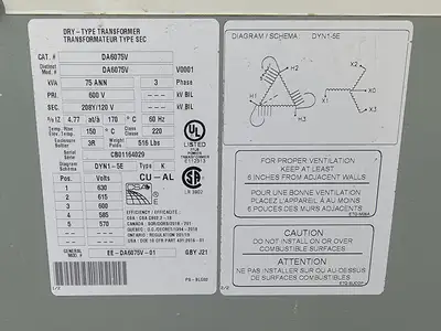 75 kVA Temporary Power Distribution Cart 600V Pri. 208Y/120V Sec.