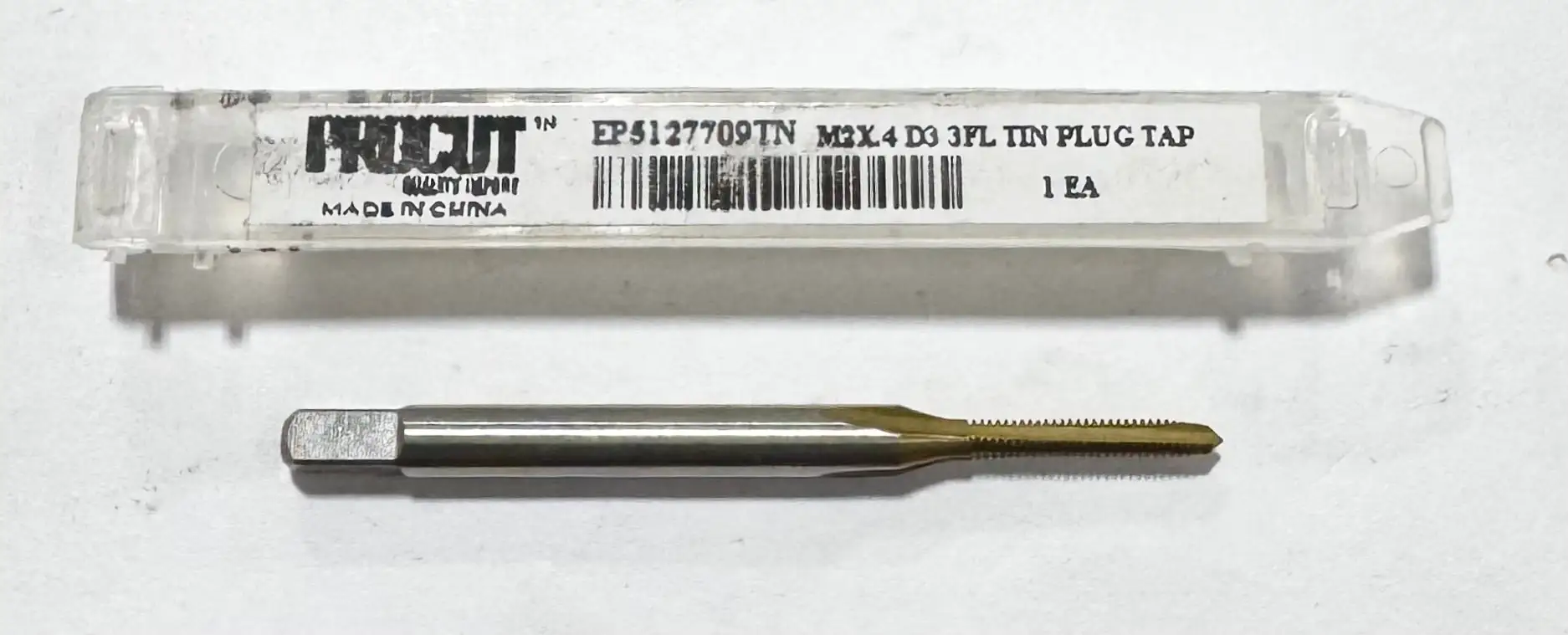 ProCut M2 x 0.4mm HSS Straight Flute Tap, 3 Flute, Tin Coated Plug Tap