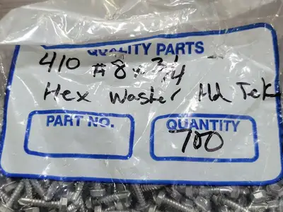 #8 x 3/4" 410 Stainless Steel Hex Washer Head Tek Screw (Pack of 700)