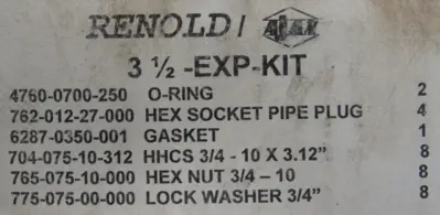 NEW RENOLD 3-1/2-EXP-KIT REPAIR KIT