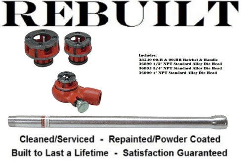 Ridgid 36345 00-R Pipe Threader Set, 1/2 - 1 inch NPT, Carry Case Not Included [Refurbished]