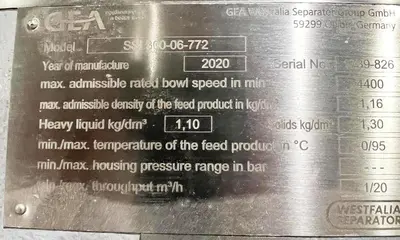 (7) GEA Westfalia SSI 300-06-772 vegetable protein clarifier centrifuges, 316SS.