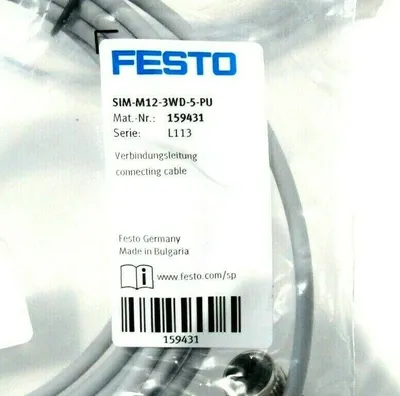 LOT OF 2 NEW FESTO SIM-M12-3WD-5-PU CABLES 159431 SIMM123WD5PU