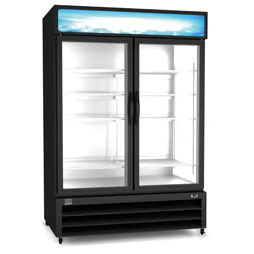 Kelvinator Commercial KCHGM48R 54" Two Section Glass Door Merchandiser - (2) Left/Right Hinge Doors, Black, 115v
