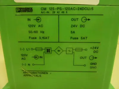 USED PHOENIX CONTACT CM 125-PS-120AC/24DCU/5