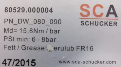 NEW SCA SCHUCKER 80529-000004 PNEUMATIC ACTUATOR PN-DW-080-090
