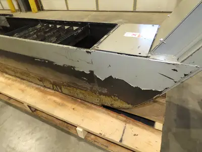 Enomoto Hinge Belt CNC Chip Conveyor 15"x 88" Infeed 46" Discharge 220V 3PH