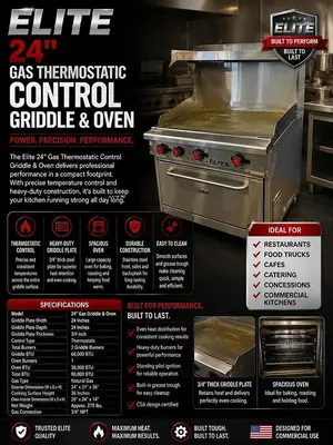 ELITE 24" Gas Thermostatic Control Griddle & Oven
