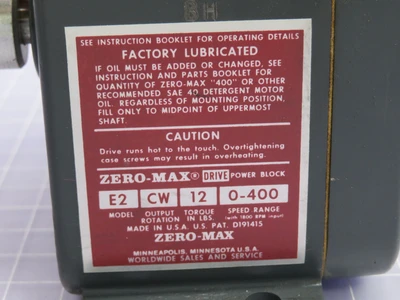 Used ZERO MAX _UNKNOWN_ Industrial Controls Texas US | OCO Industrial #1721327