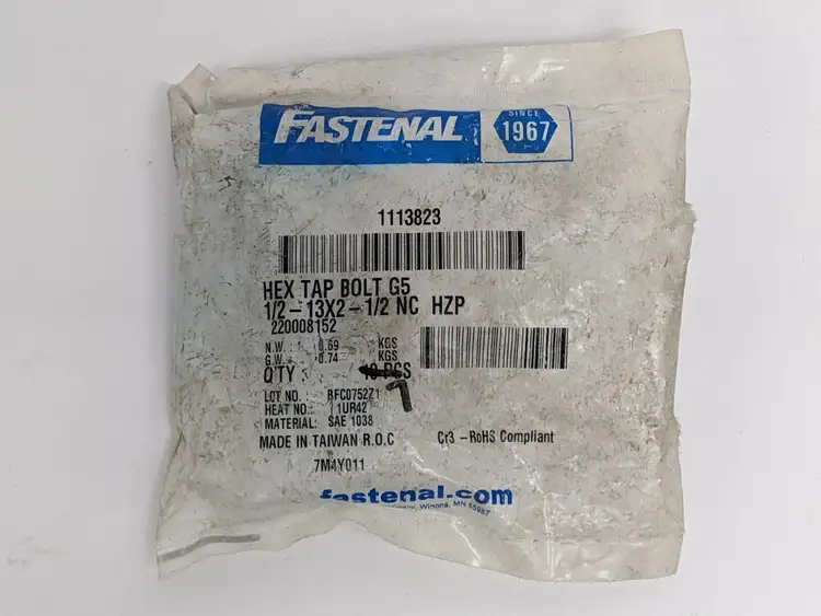 New | in-Stock FASTENAL HEX TAP BOLT 1/2"-13X2-1/2" SAE J429 GRADE 5 Bolts | Maverick Industrial Sales #1114230