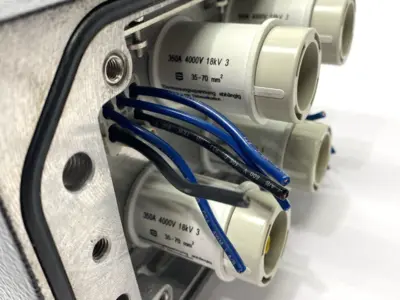 USED HARTING BASE PANEL HAN 48 HPR W/ X4 09110012651 MALE INSERT DAMAGED