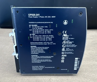 PULS DIMENSION CPS20 Power Supply CPS20.241 1-Phase 24V 20A 480W || NEW SURPLUS