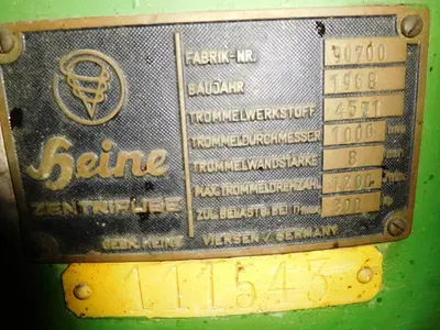 Heine 39 x 25 perforate basket centrifuge, 316SS.