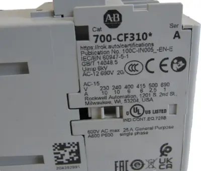 ALLEN BRADLEY 700-CF310EJ CONTROL RELAY SER.A 700CF310EJ NEW, SURPLUS